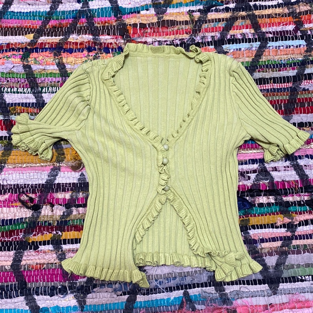 SHEIN Green Ribbed Crop Top